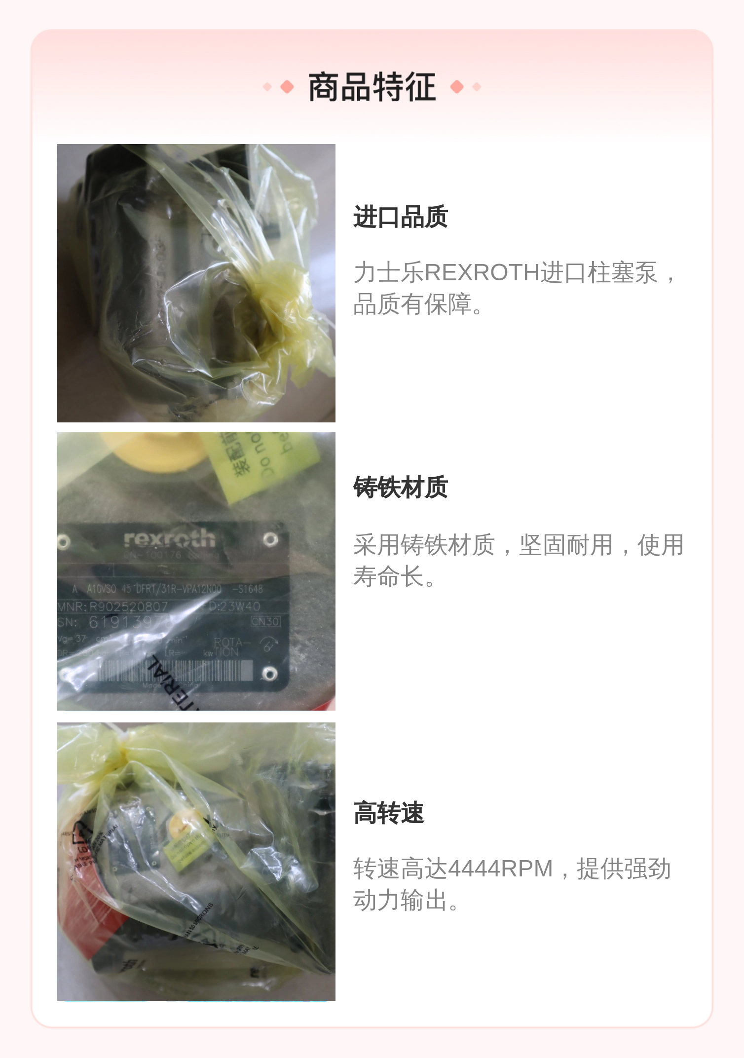力士乐REXROTH进口柱塞泵R902520807 铸铁材质4444RPM
