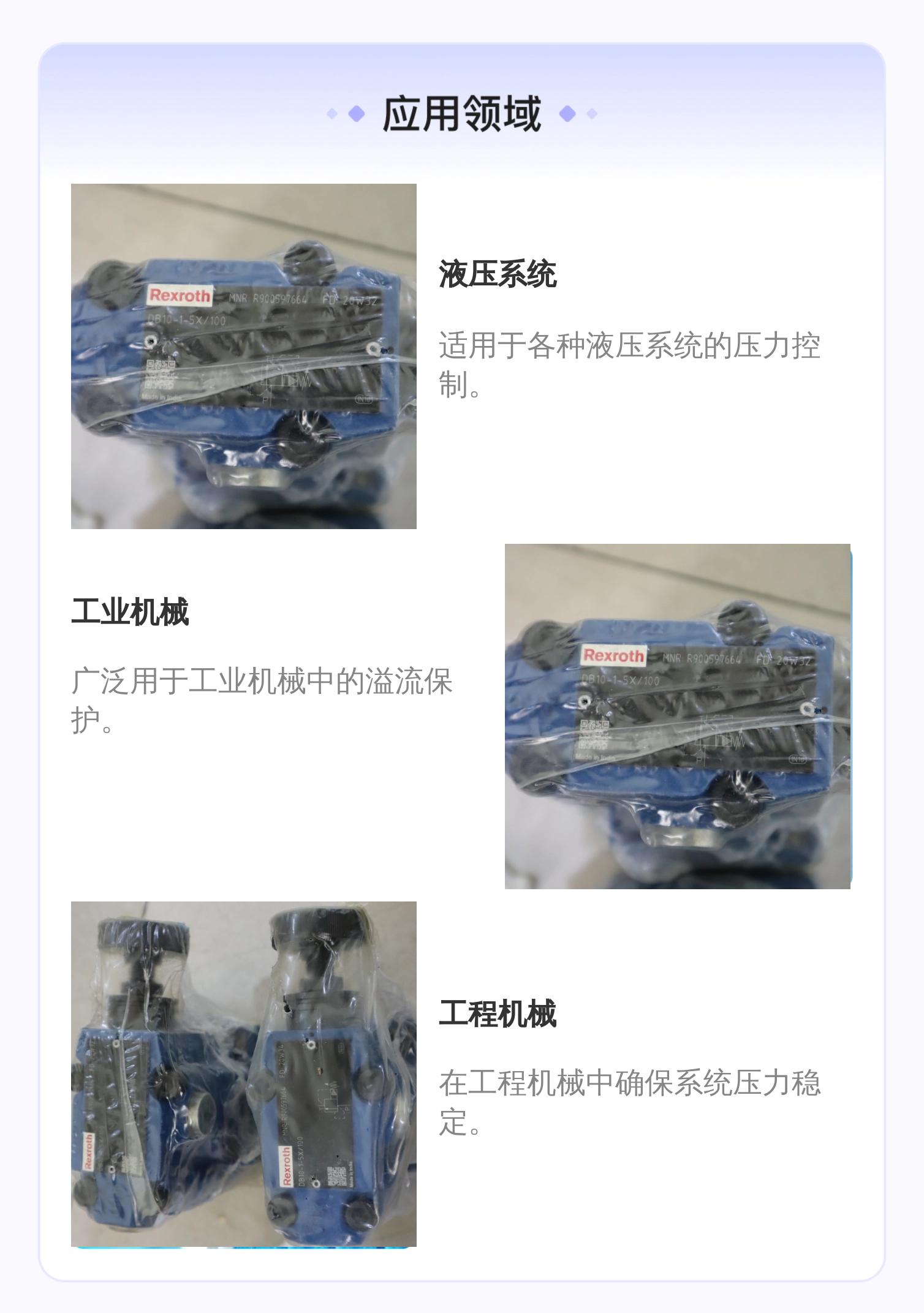 R900597664 DB10-1-5X/100 DB10-1-52/100 德国力士乐REXROTH溢流阀