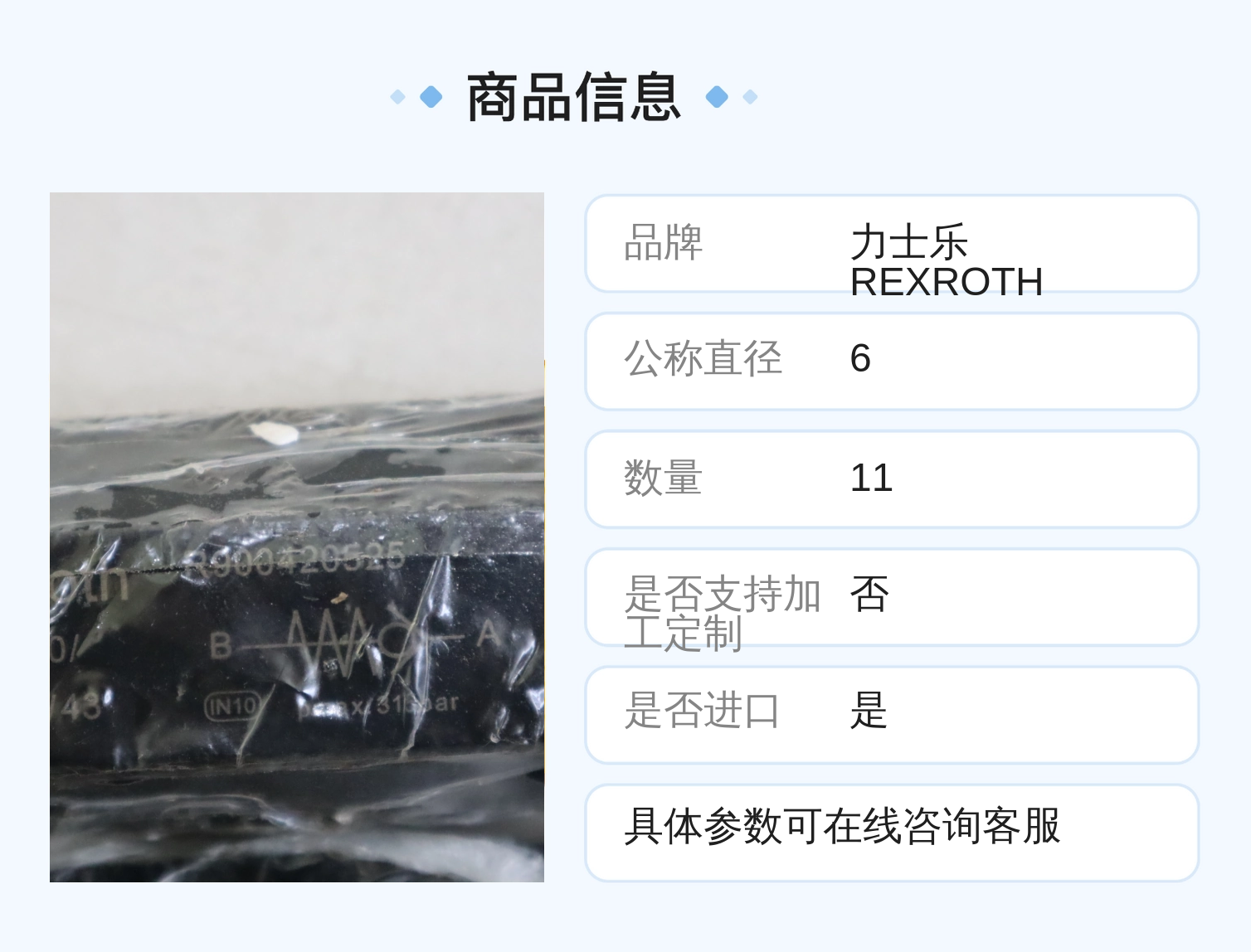 德国力士乐REXROTH液压系统用单向阀 6cm公称直径 蓝色铸铁材质