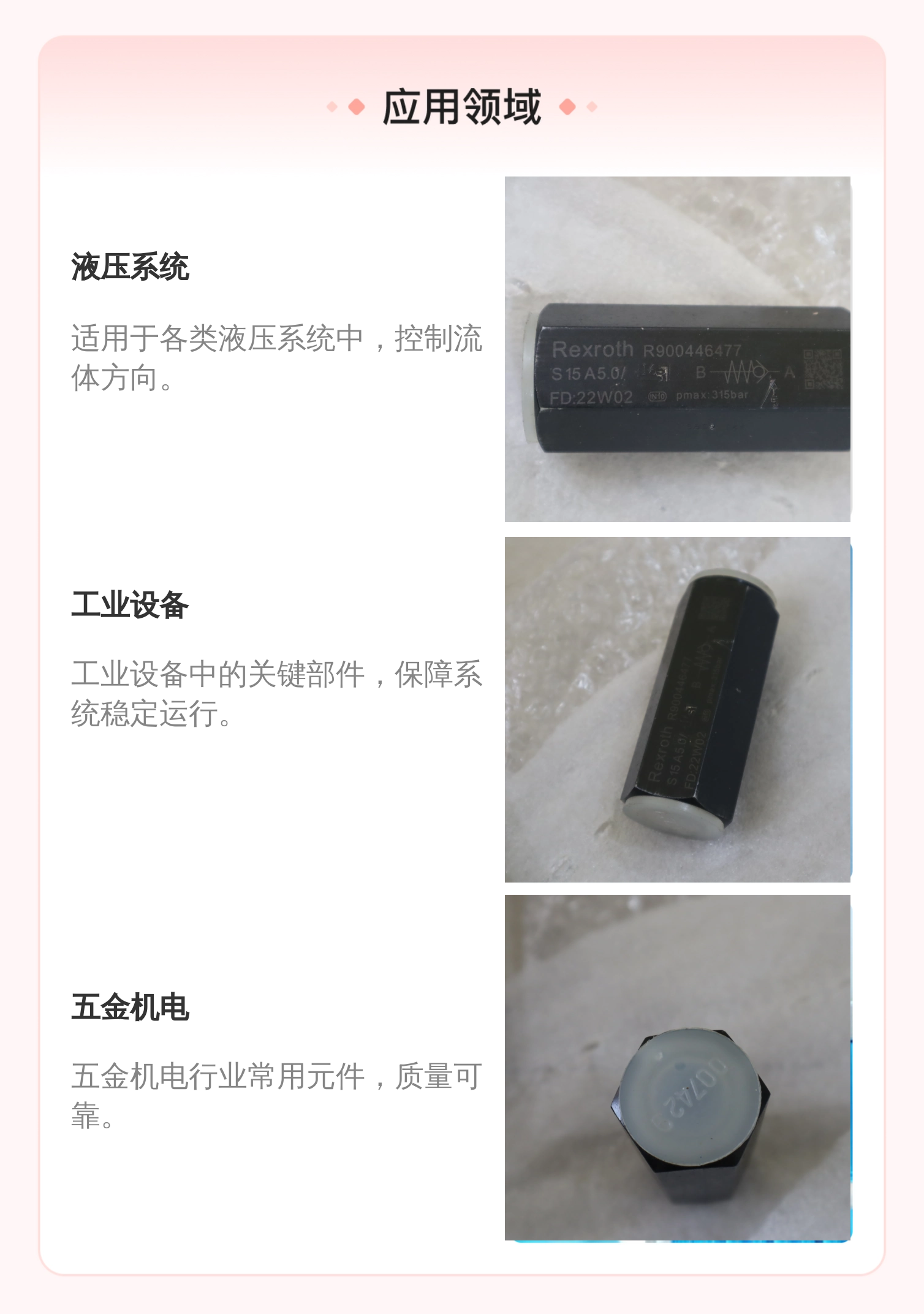 R900446477 S15A5.0/ 原装德国力士乐REXROTH管式单向阀