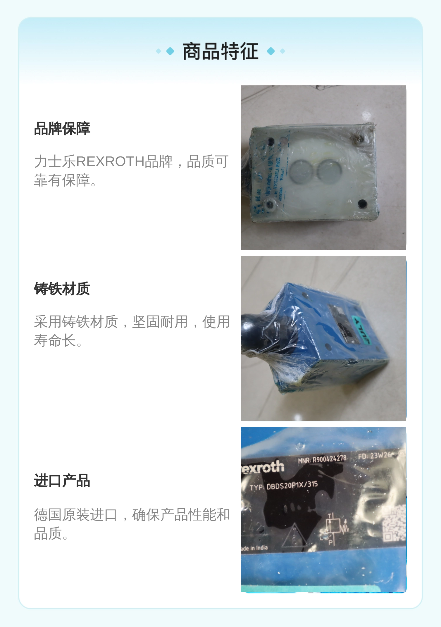 力士乐REXROTH蓝色铸铁溢流阀 R900424278 DBDS20P1A/315 德国产