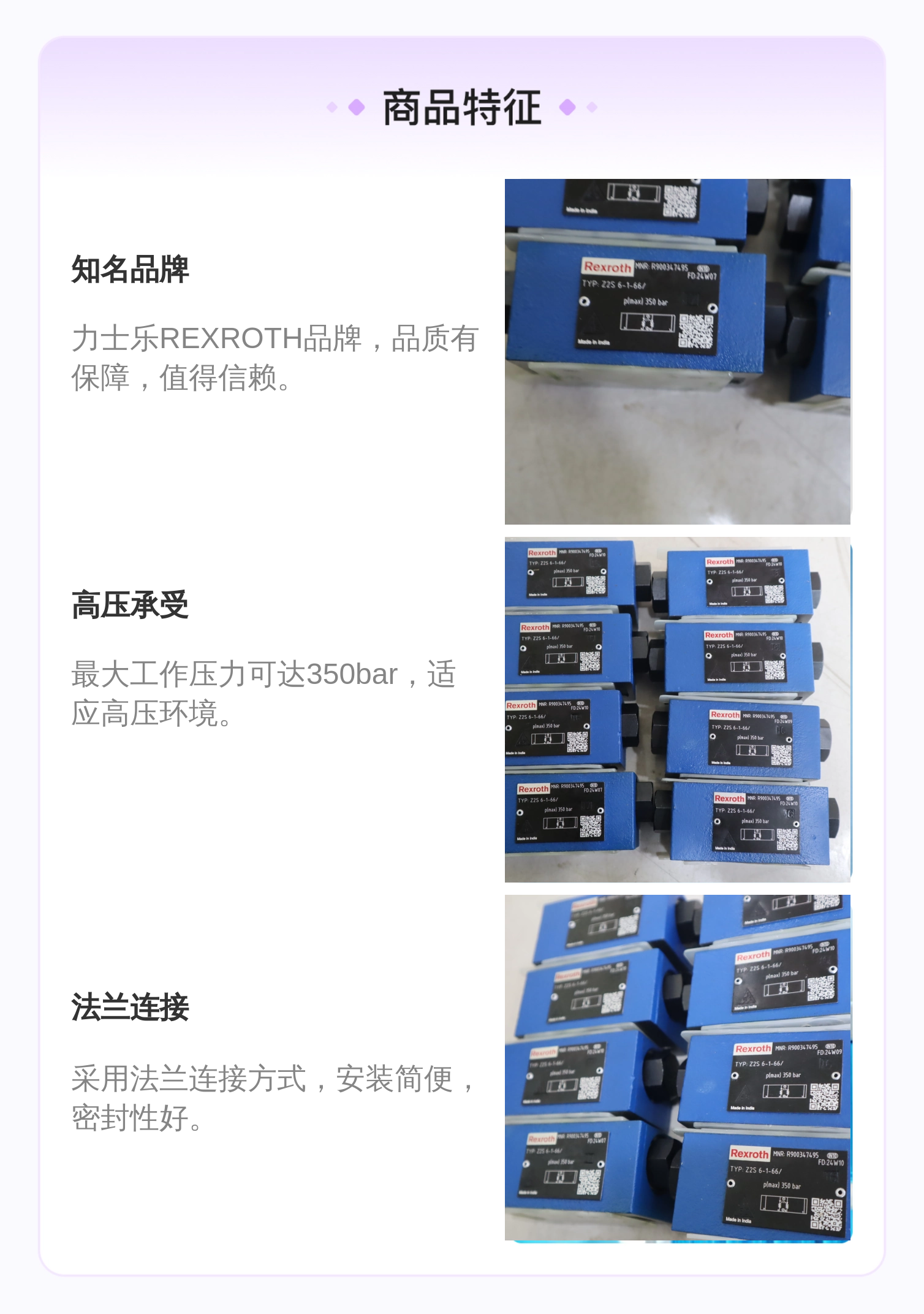 印度产 R900347495 Z2S6-1-66/ Z2S6-1-6X/ 德国力士乐REXROTH单向阀