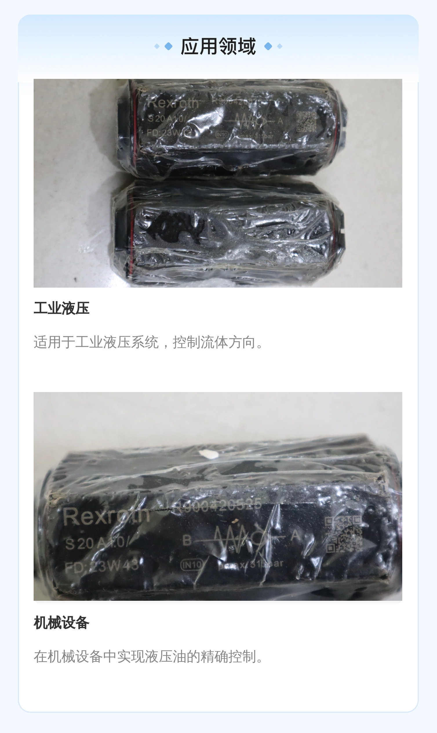 德国力士乐REXROTH液压系统用单向阀 6cm公称直径 蓝色铸铁材质