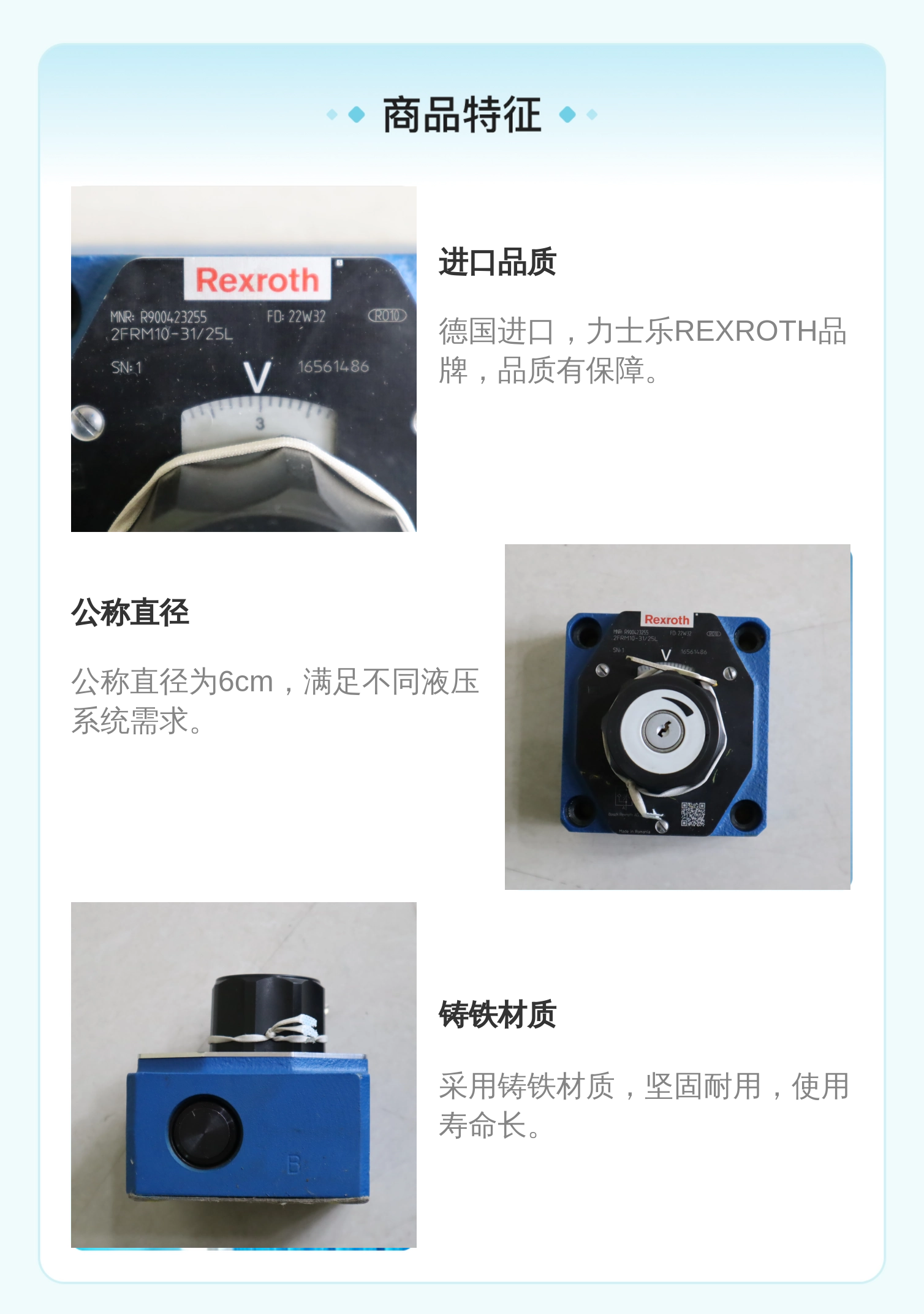 力士乐REXROTH进口平衡阀2FRM10系列 公称直径6cm