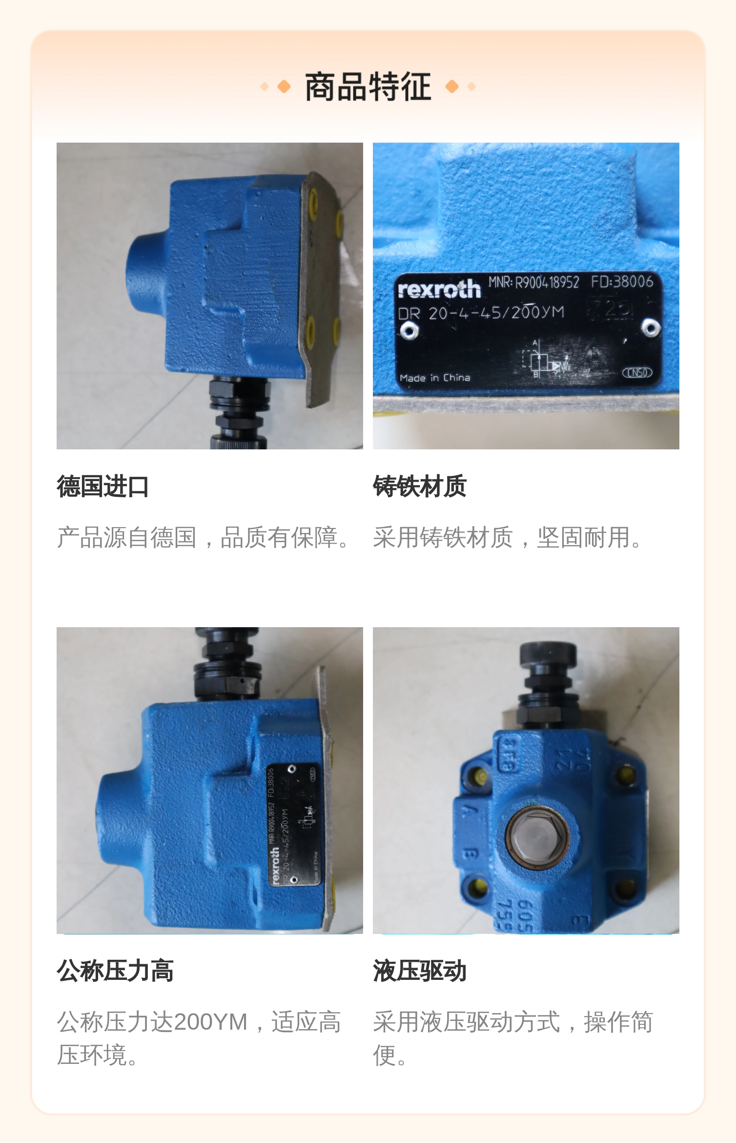 德国力士乐REXROTH蓝色减压阀R900418952液压元件配件