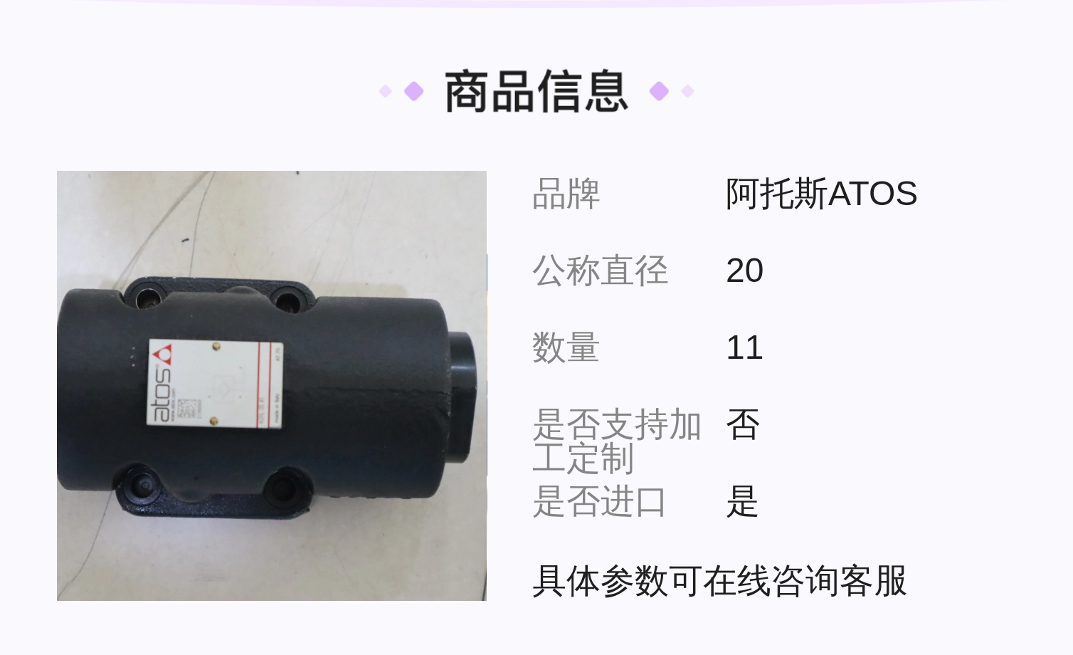 意大利阿托斯ATOS AGRL-20 41 铸铁单向阀 11个装