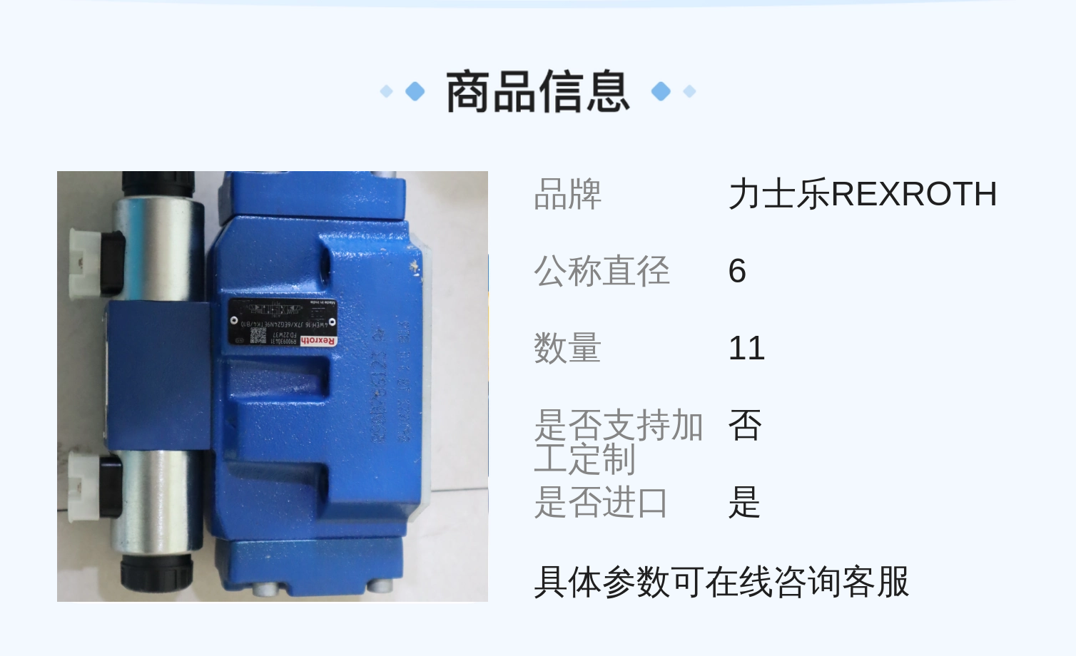 力士乐REXROTH R900548271电磁阀 液压系统适用 蓝色铸铁材质
