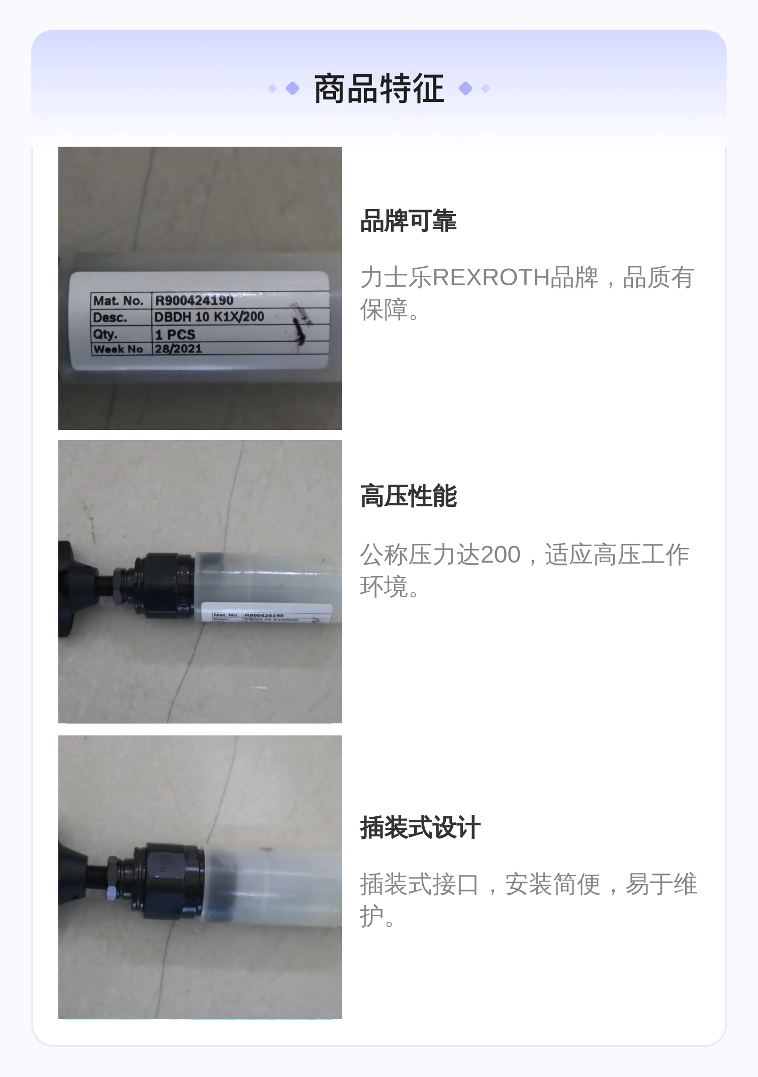 德国力士乐插装式溢流阀R900424190 DBDH10K1X/200 铸铁材质 蓝色