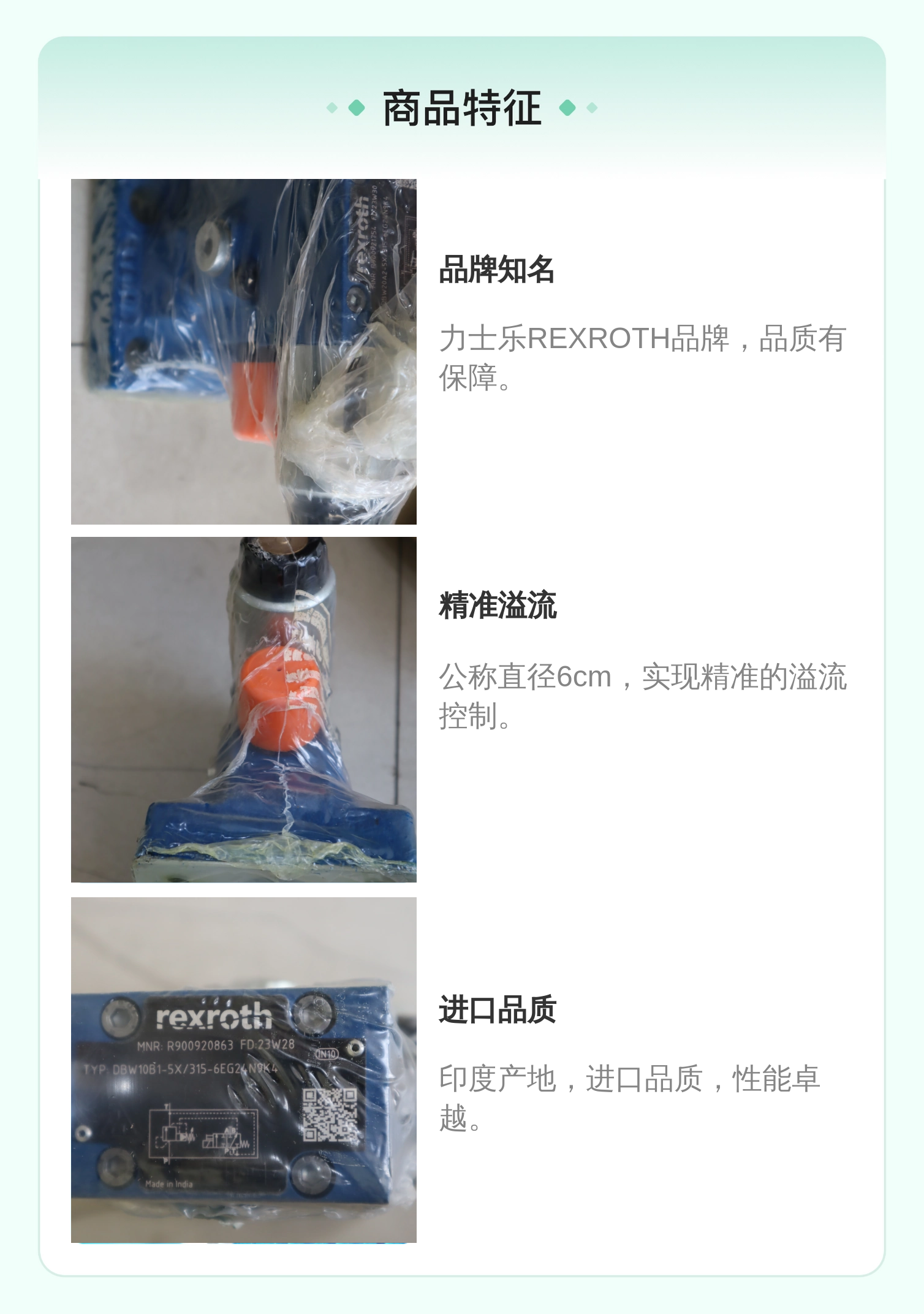 R900921754 DBW20A2-5X/315-6EG24N9K4 德国力士乐REXROTH溢流阀