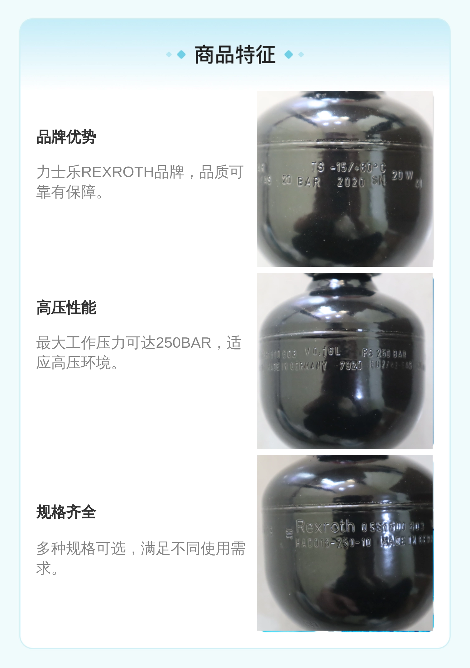 0531600603 HAD0.16-250-1X/20Z06F-1N111-BA 力士乐REXROTH蓄能器