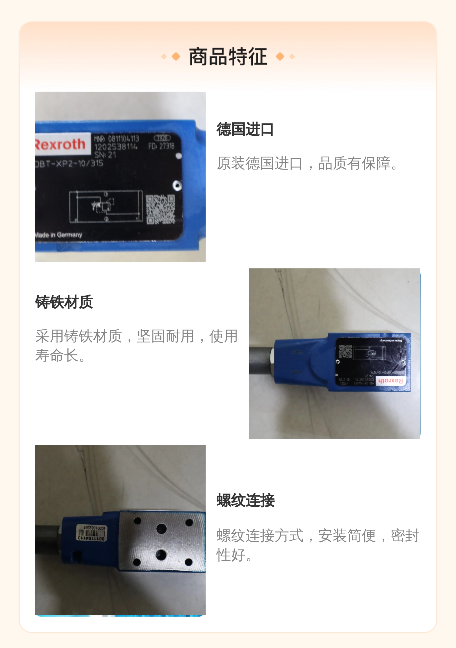 力士乐REXROTH蓝色铸铁液压阀 德国进口 0811104113