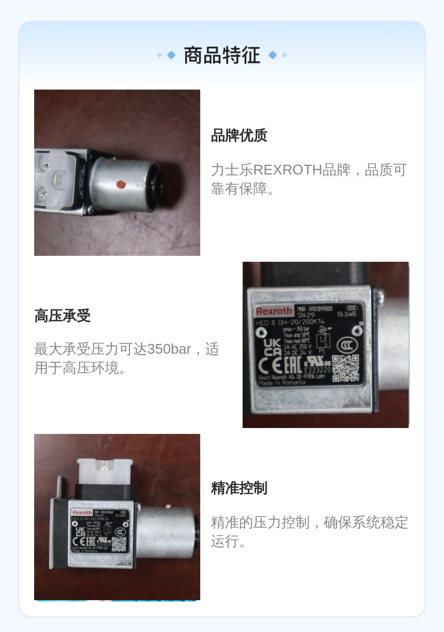 德国力士乐REXROTH蓝色铸铁压力开关R901099808