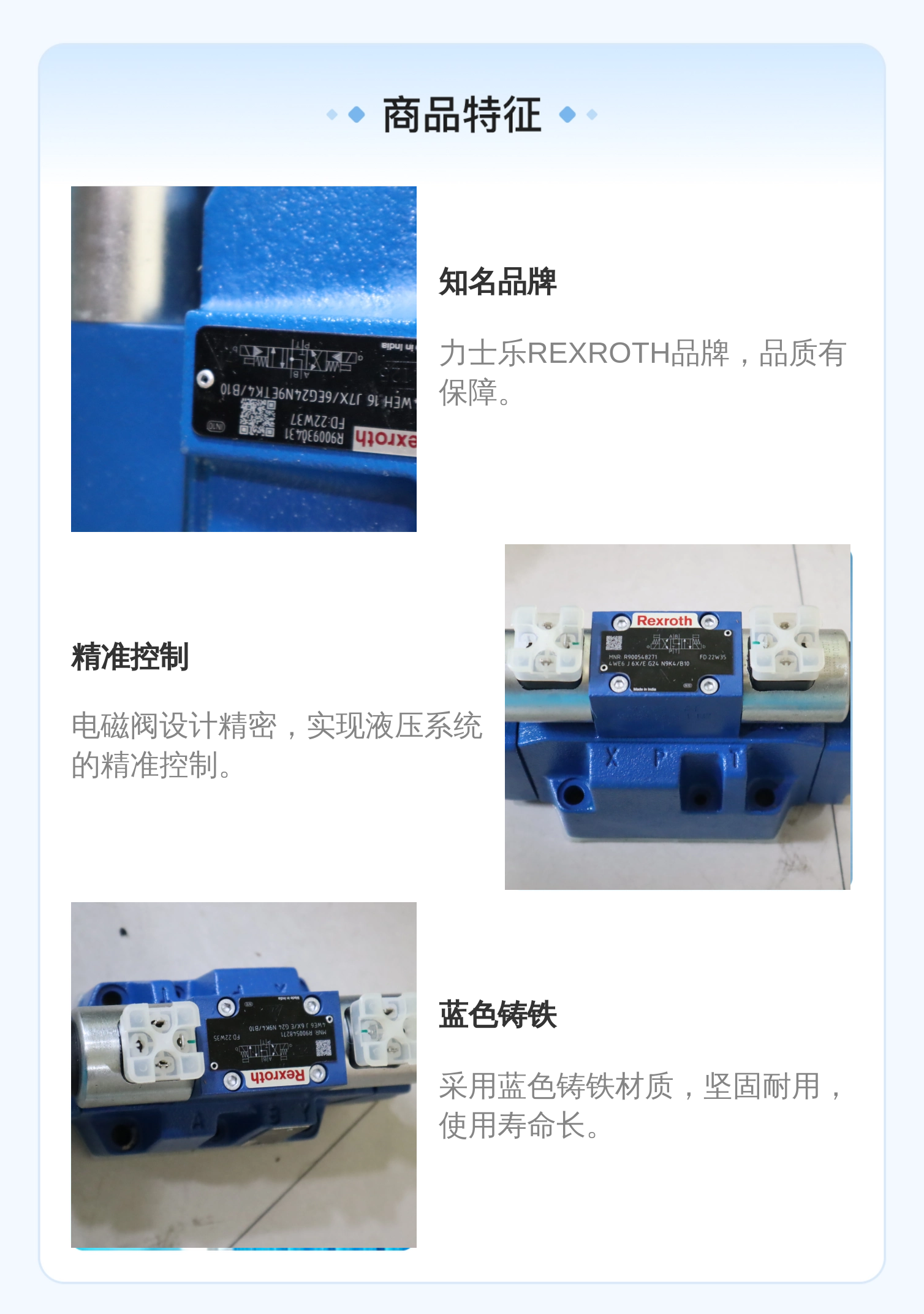 力士乐REXROTH R900548271电磁阀 液压系统适用 蓝色铸铁材质