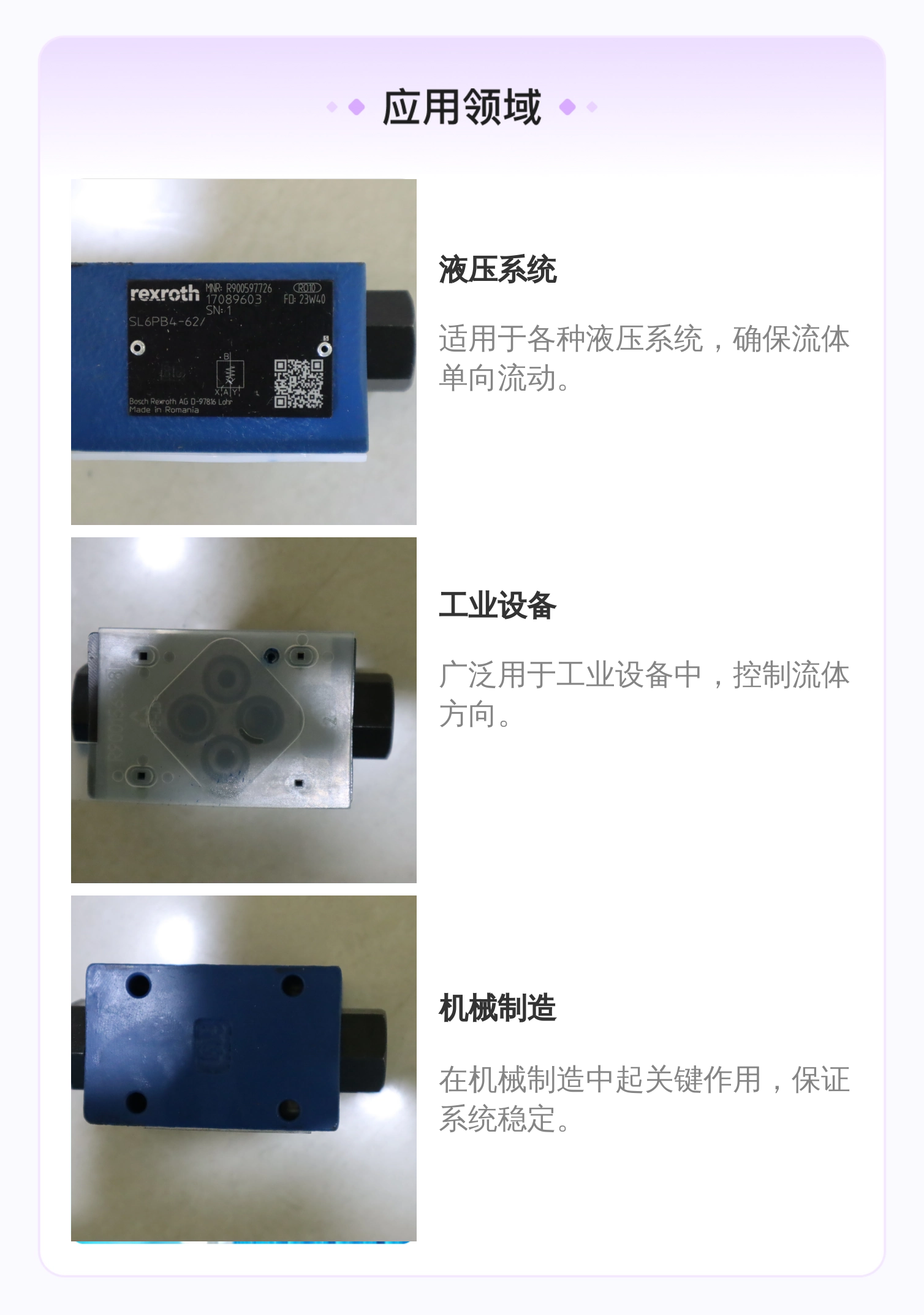 德国力士乐REXROTH原装进口单向阀R900597726多款型号