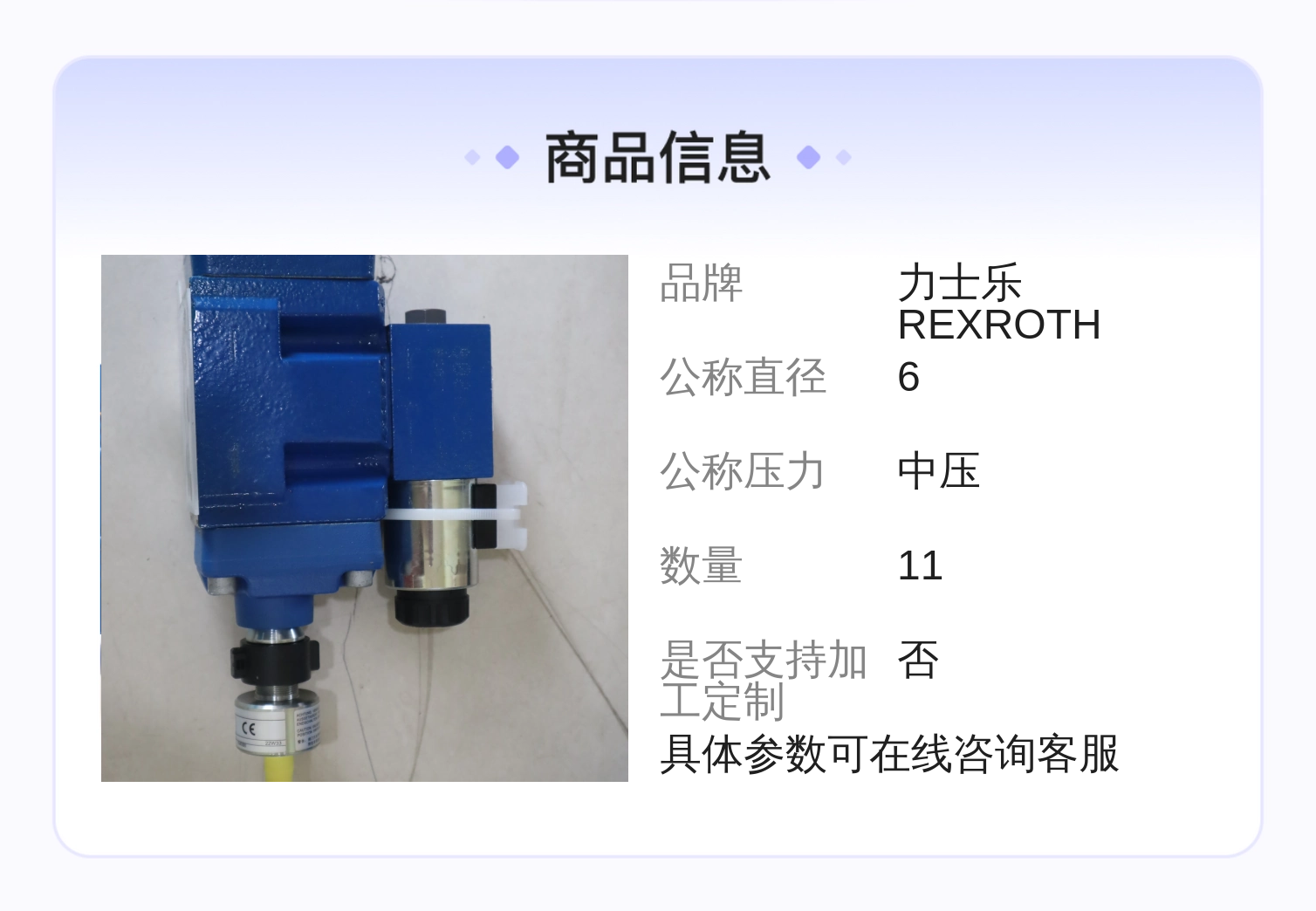 德国力士乐REXROTH蓝色铸铁电液阀R900923147