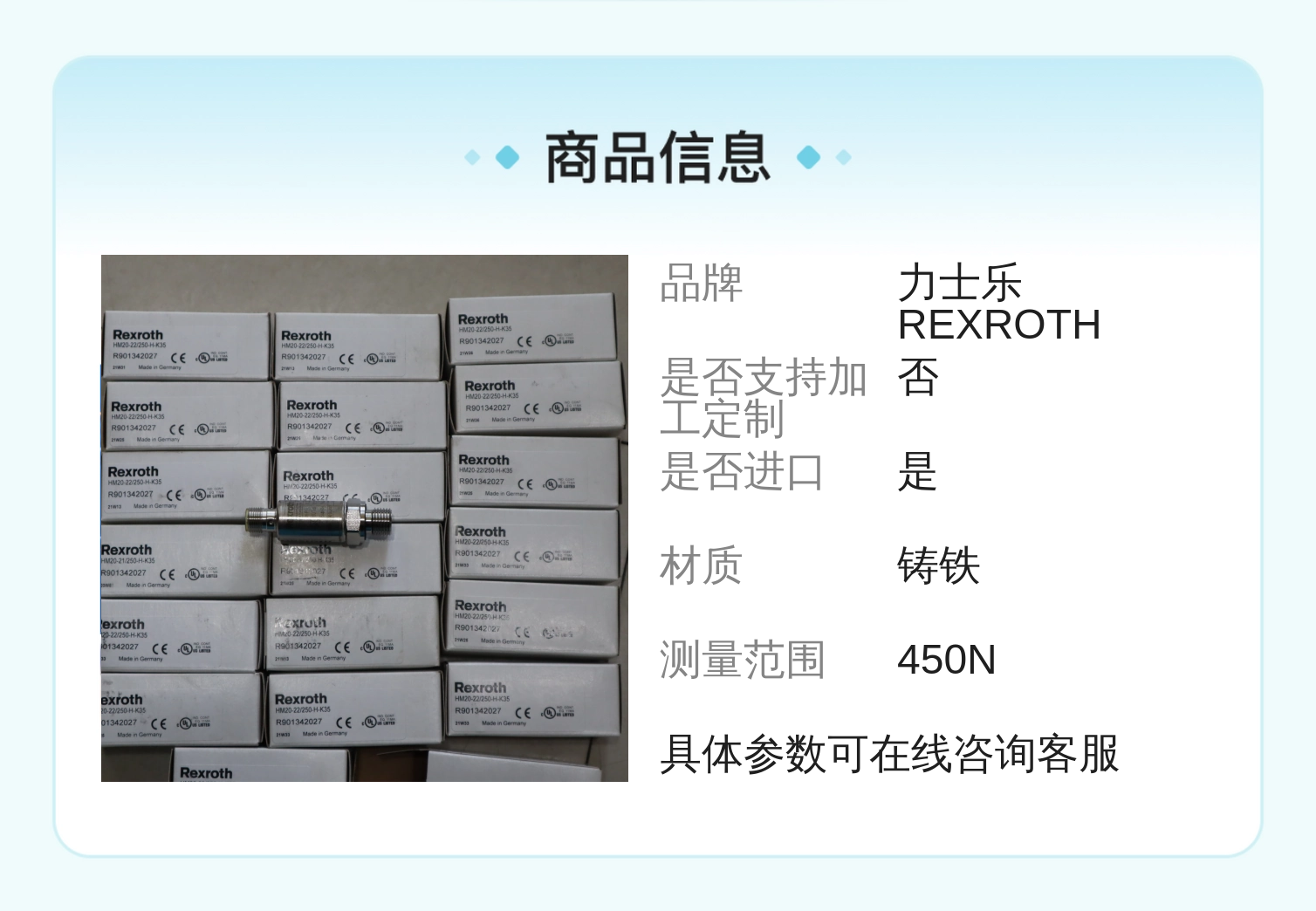 HM20-22/250-H-K35 R901342027 德国力士乐REXROTH压力传感器